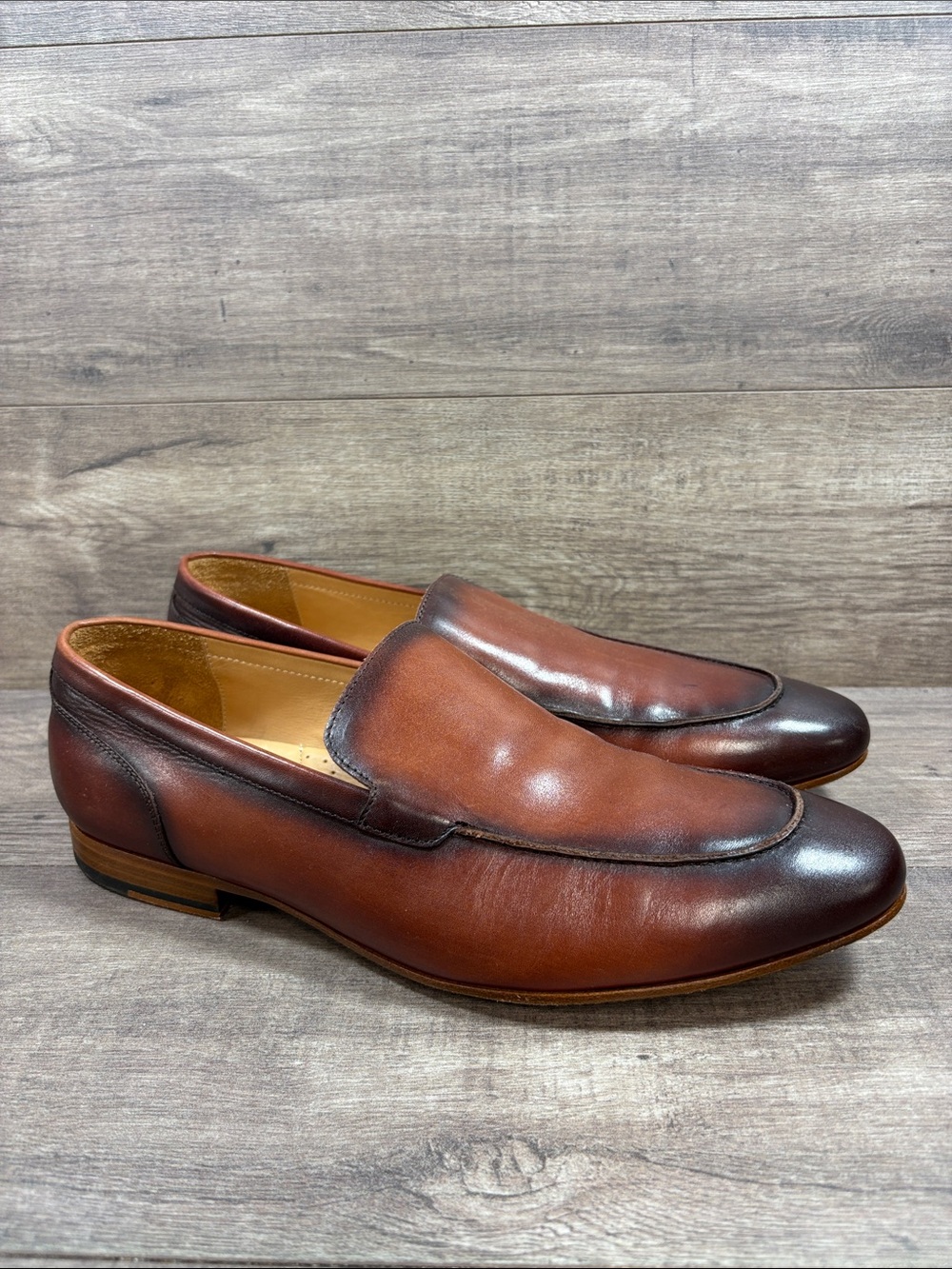 Curatore Venetian Loafers Brown Burnished Leather Mens Size 10
